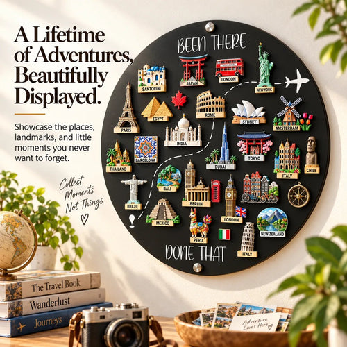 🌍✈️ Been There, Done That – Travel Magnet Display Board 🎁