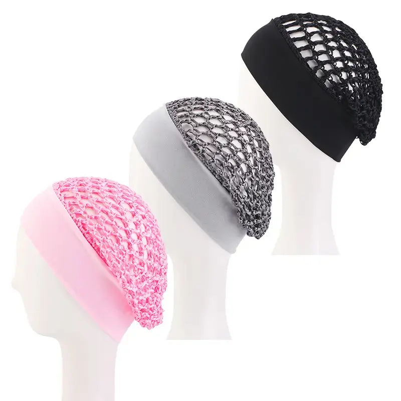🔥Limited-Time 49% OFF🧶 Wide-Band Crochet Hair Net | 💨 Breathable Stretch Sleep & Beauty Hair Cap