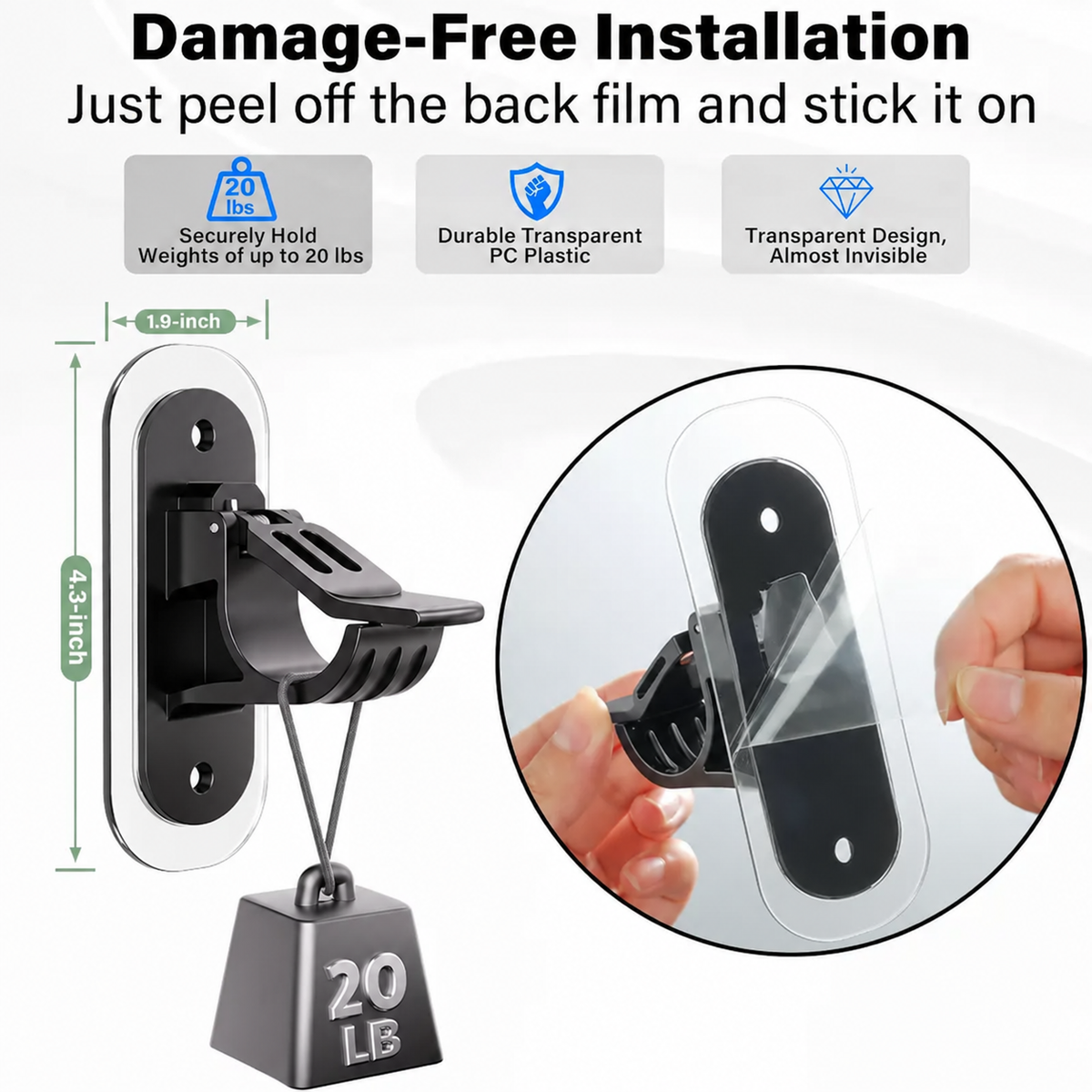 No-Drill Curtain Rod Brackets – Easy Peel & Stick, 4-Pack