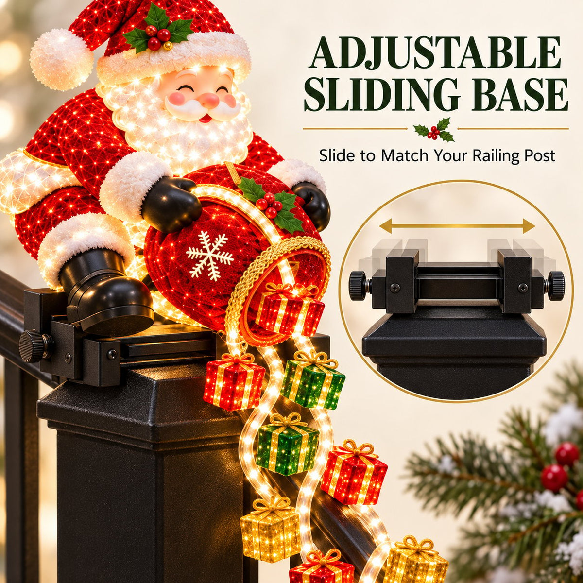 🎅 ✨Santa Magic Gift Cascade Railing Light