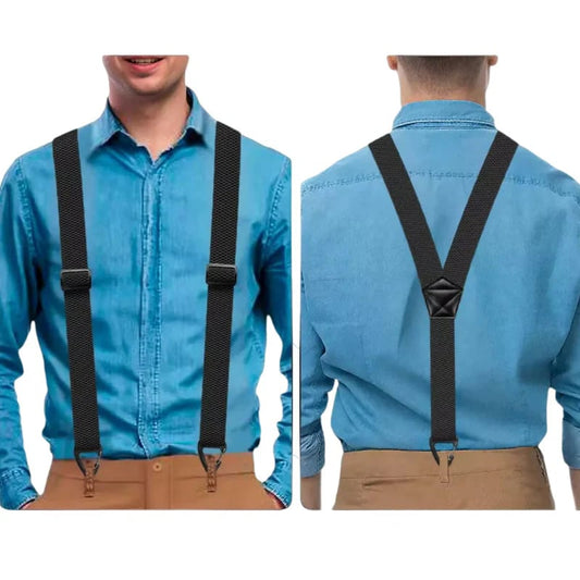 💪 Heavy-Duty Men’s Suspenders with Hook Clips – Adjustable X/Y-Back Work Suspenders