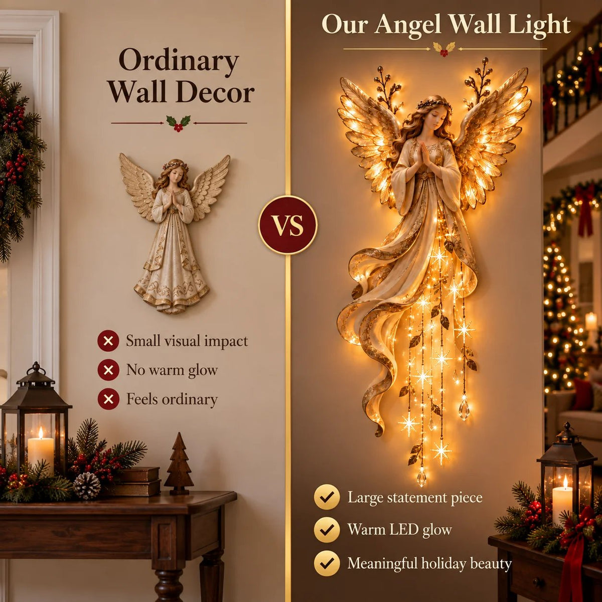 ✨Guardian Angel Starfall Cascade™ – Lighted Faith & Blessing Christmas Wall Decor✨