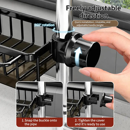 Hanging Faucet Drain Rack with Drip Tray Stainless Steel