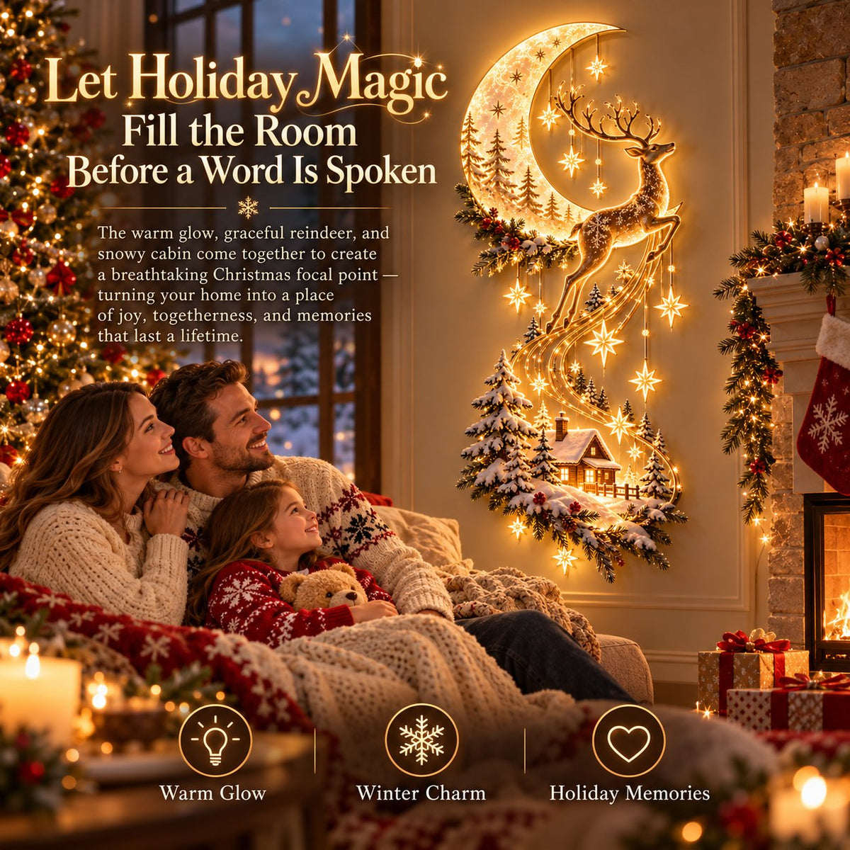 Moonlit Reindeer LED Christmas Wall Decor