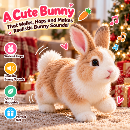 🐰🎄 Adorable Realistic Plush Bunny | Interactive Bunny Toy & Heartwarming Gift