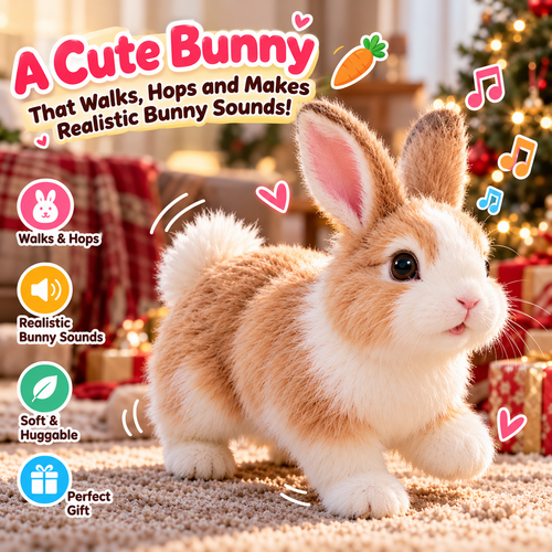 🐰🎄 Adorable Realistic Plush Bunny | Interactive Bunny Toy & Heartwarming Gift