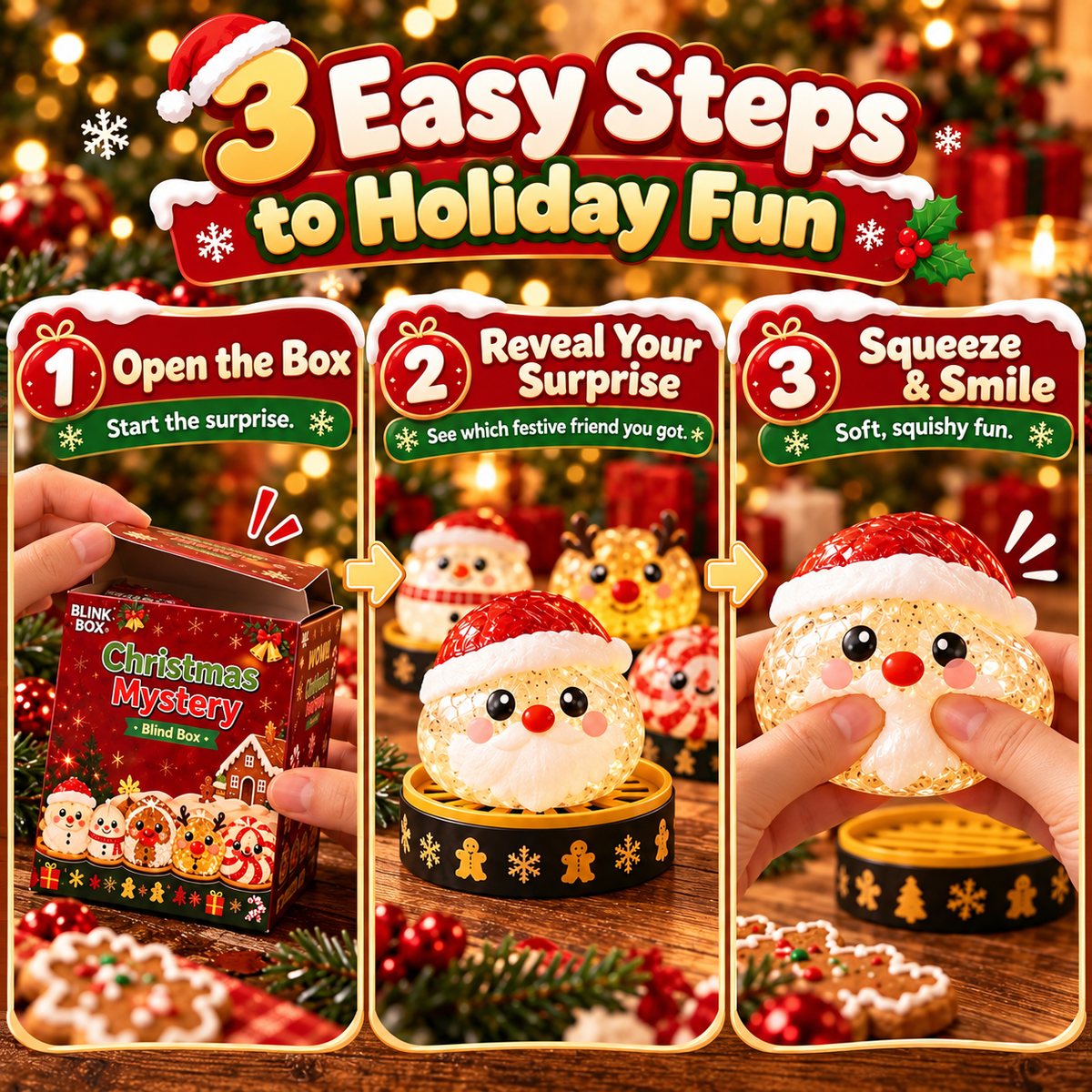 🔥 Limited-Time 49% OFF 🎄 Christmas Mystery Dumpling Squishy Blind Box 🎁 Cute Holiday Surprise Gift