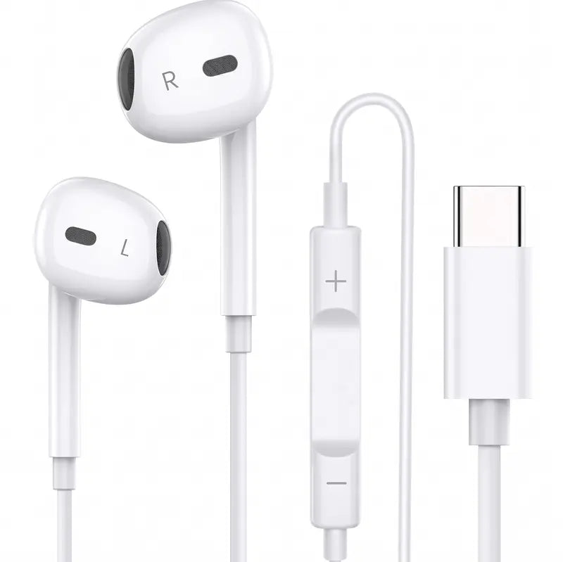 Wired In-Ear Headphones - USB-C with Mic, Volume Control, HiFi Stereo