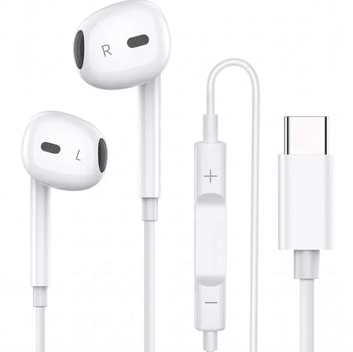 Wired In-Ear Headphones - USB-C with Mic, Volume Control, HiFi Stereo
