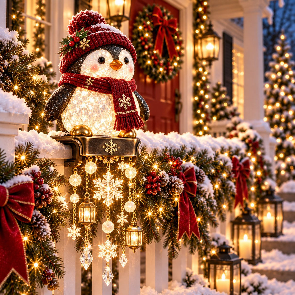 💯🎄 Christmas Porch Railing Lights – 4 Festive Character Designs