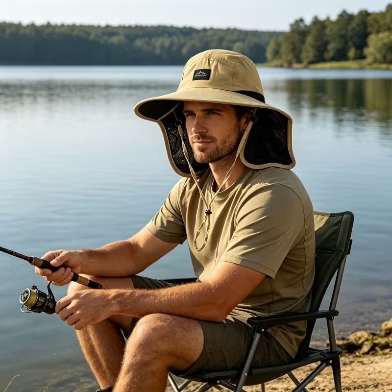 Outdoor Sun Protection Hat - Unisex Summer FishermanHat with Neck Flap | UV-Resistant, Parent-Child Style |Ideal for Camping & Hiking