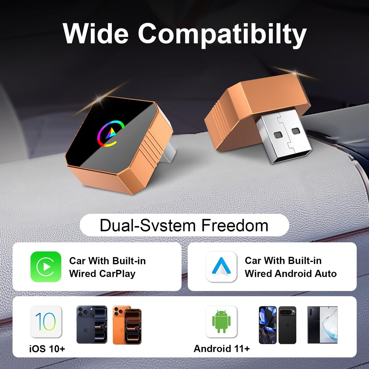 🚗 无线 CarPlay 和 Android Auto 适配器 – 让驾驶更智能、更安全、更自由！📱✨ 