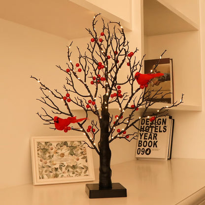 Birch Twig Tree with LED Lights & Birds