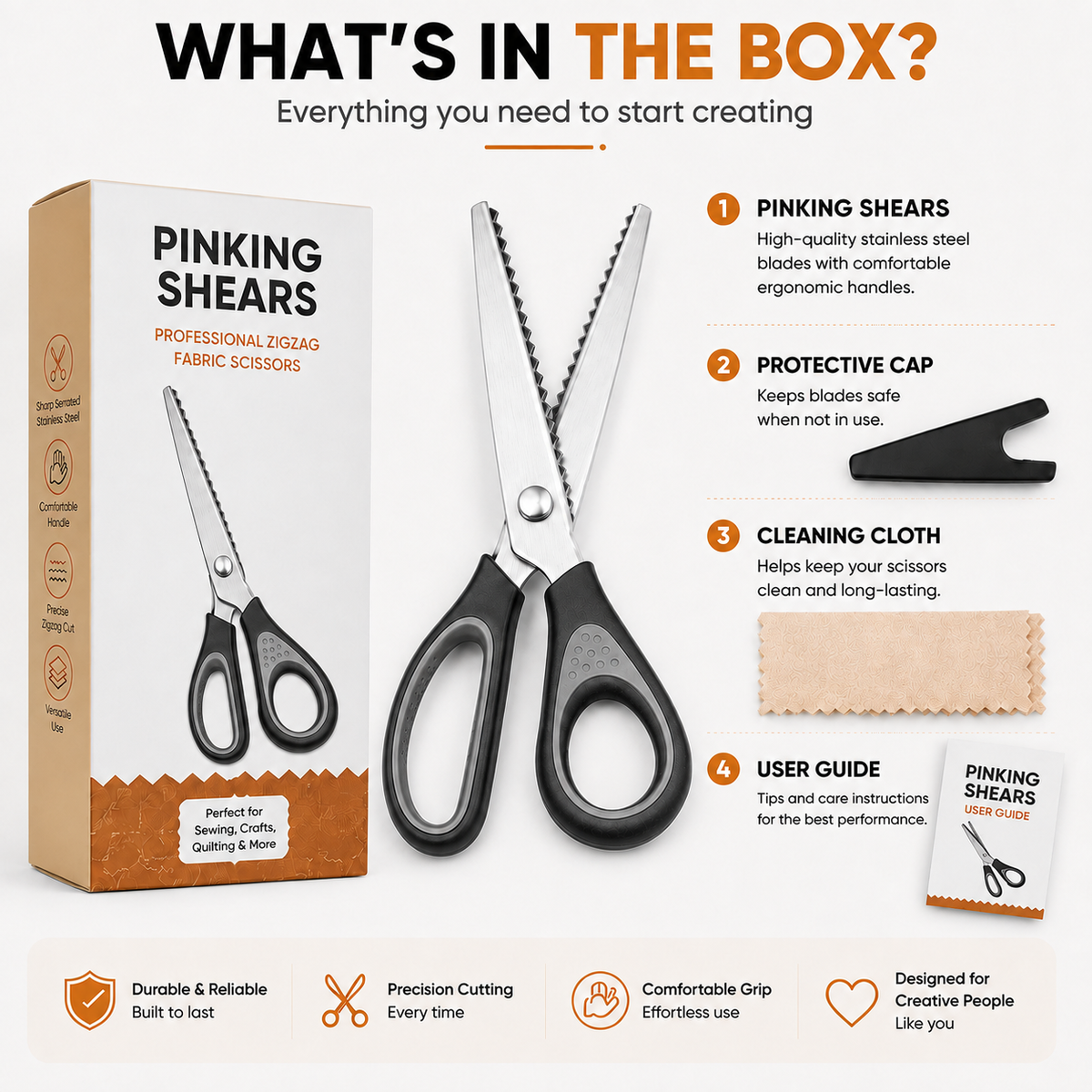 ✨✂️ Heavy Duty Pinking Shears – Stainless Steel Zigzag Scissors for Fabric & Sewing✂️