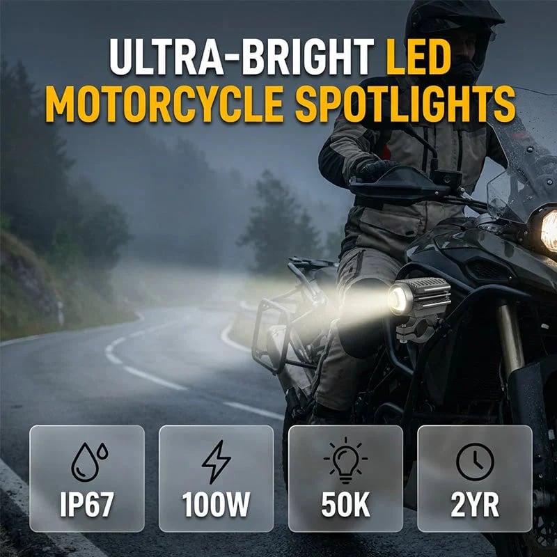 🎉 ⏰Universal Motorcycle LED Spotlight Dual Color Auxiliary Driving Light