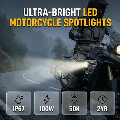 🎉 ⏰Universal Motorcycle LED Spotlight Dual Color Auxiliary Driving Light
