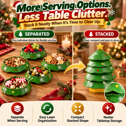 🎄 5-Layer Christmas Tree Serving Tray – Stackable Snack & Dip Bowls, Festive Holiday Table Decor & Christmas Gift 🎁