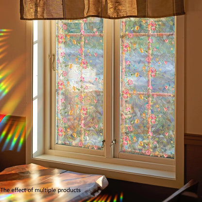 🔥Hot Sale 49% OFF –Floral Stained Glass Window Film 🌈 UV Blocking • Soft Privacy • Rainbow Light Effect