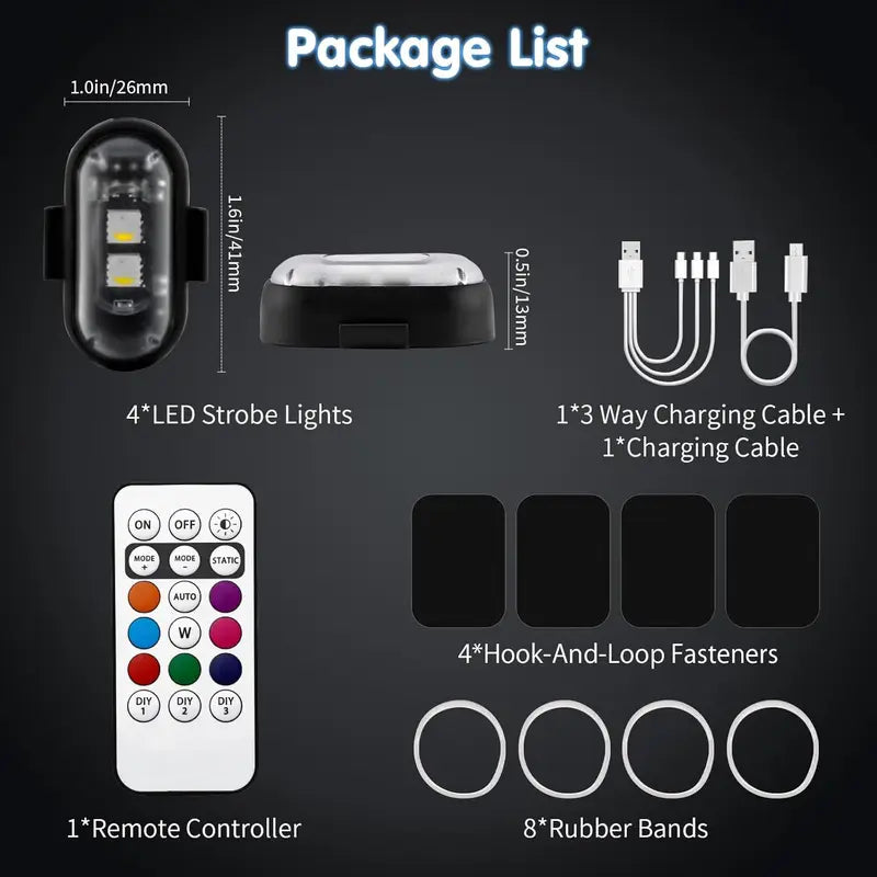 RGB Led Aircraft Strobe Light Remote Wireless