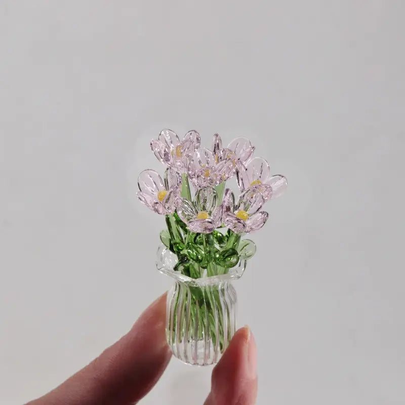 Handcrafted Mini Glass Artificial Flower Ornaments
