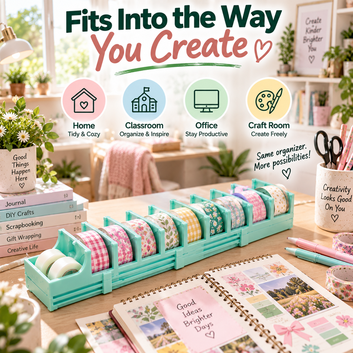 ✨ Multi-Roll Tape Dispenser – Washi Tape Organizer for Crafts, Journaling & Gift Wrapping
