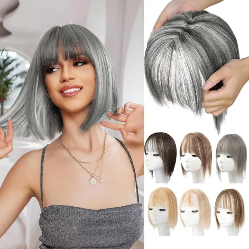 💥Superior Quality-Natural Hair Toppers With Bangs For Women