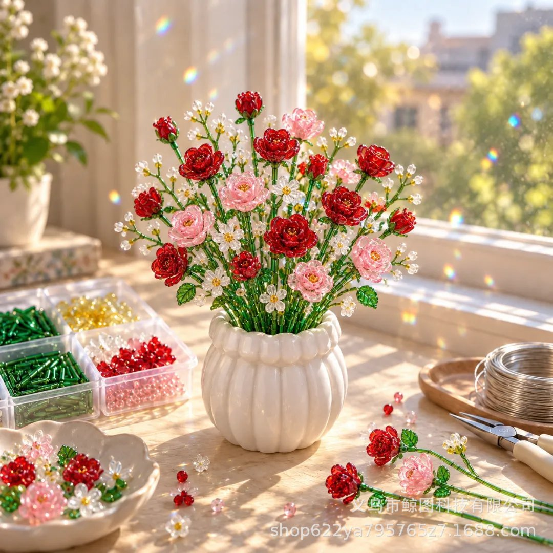 🌼✨DIY Beaded Wildflower Bouquet Kit – Handmade Crystal Flower Craft Set🌸✨