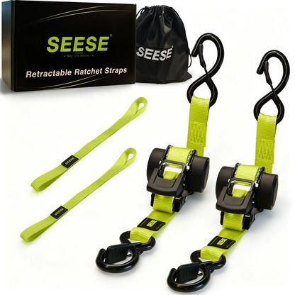 Sturdy Retractable Ratchet Straps  1'x 11 ft-1550 LB Break Strength Cargo Straps for Moving Appliances, Lawn Equipment, Motorcycle Green ,Halloween gifts