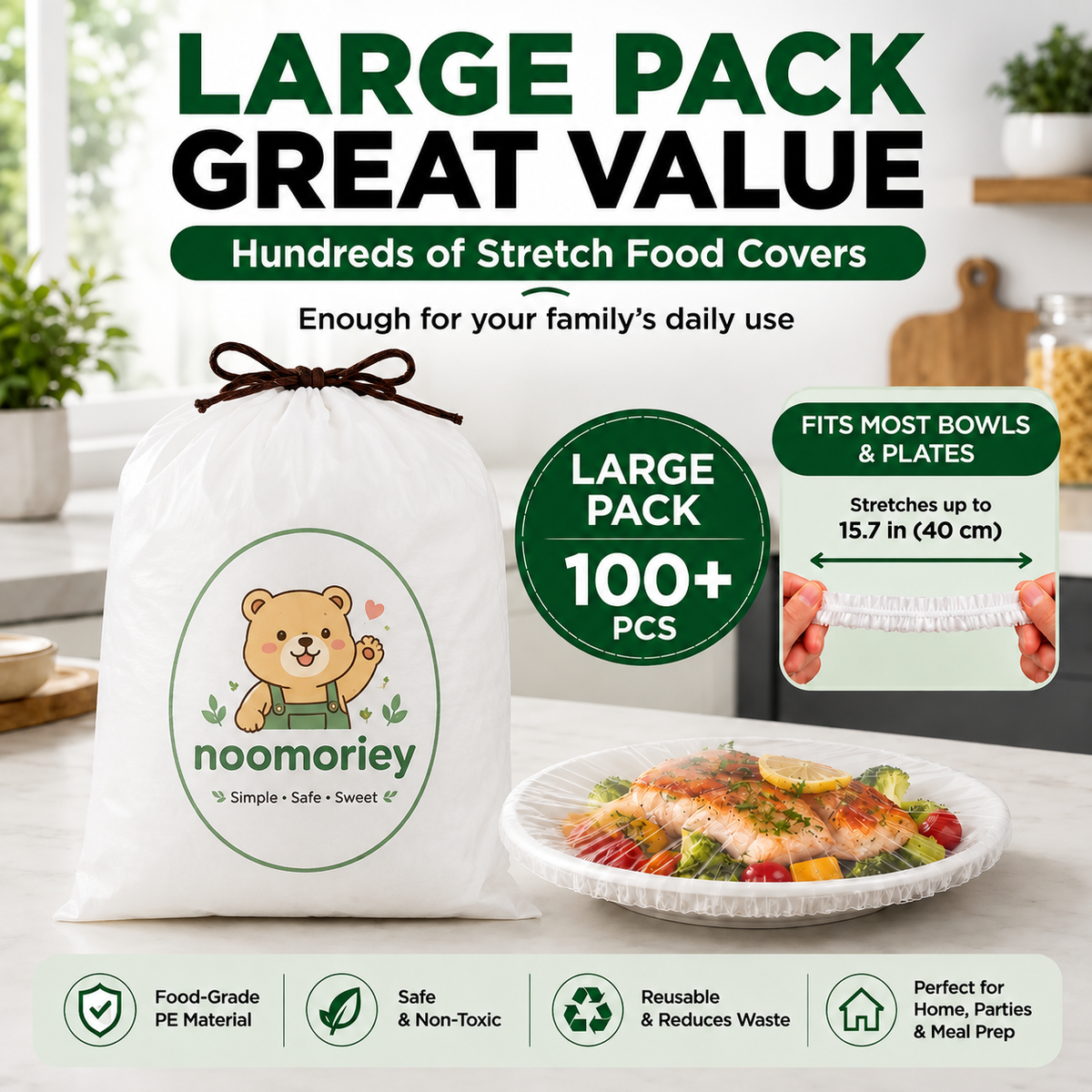 100PCS Disposable Stretch Food Covers