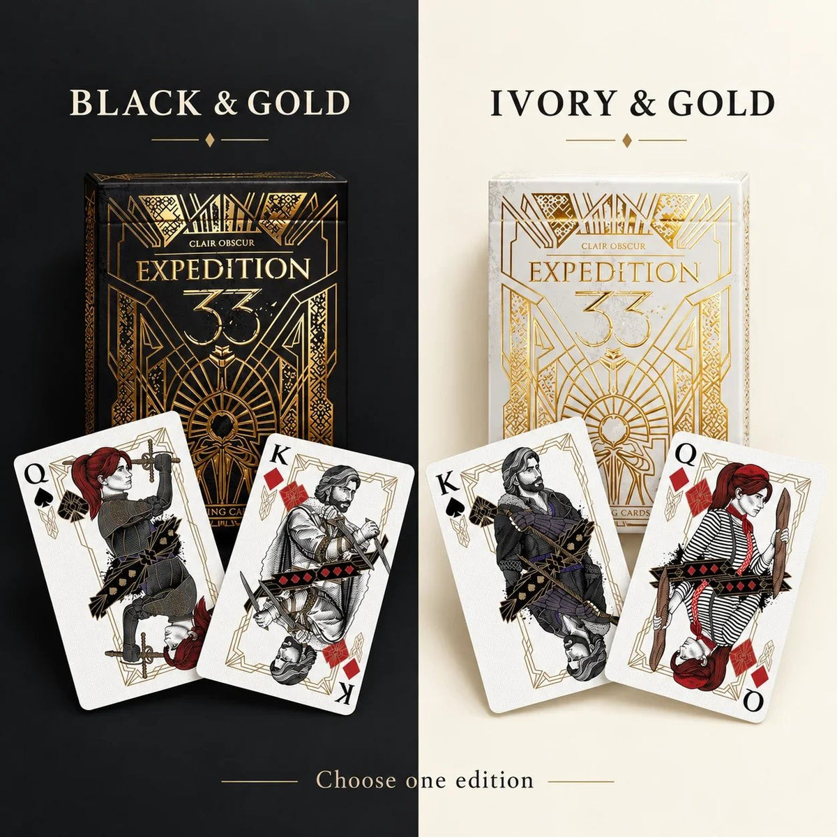 🃏✨ Gold-Foil Art Deco Playing Cards | Black & Ivory Editions(📦Buy 2 Free Shipping)