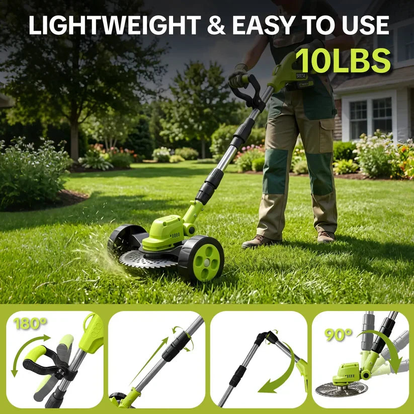 German Precision Craftsmanship 3-in-1 Cordless Lawn Mower with 2×21V Batteries, Eco Emission-Free Electric Grass Cutting Tool