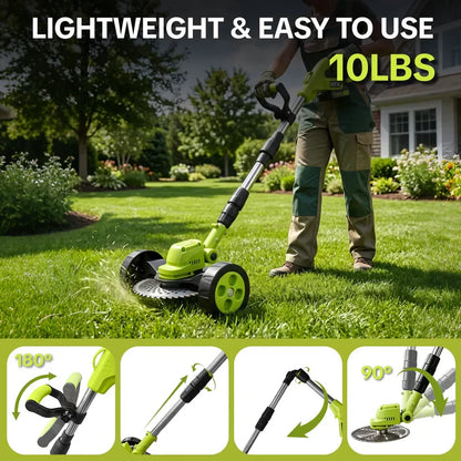 German Precision Craftsmanship 3-in-1 Cordless Lawn Mower with 2×21V Batteries, Eco Emission-Free Electric Grass Cutting Tool