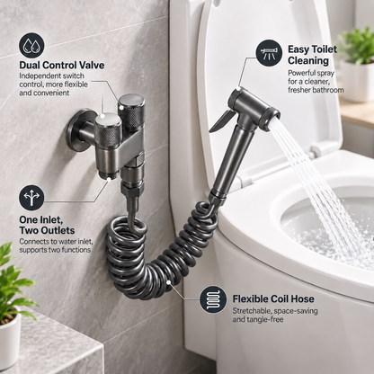 🚿 Mini 2-Way Dual Control Valve – 1 Inlet 2 Outlets, Independent Water Shut-Off