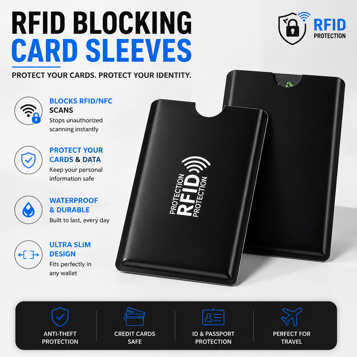 5 Counts RFID Blocking Sleeves Set