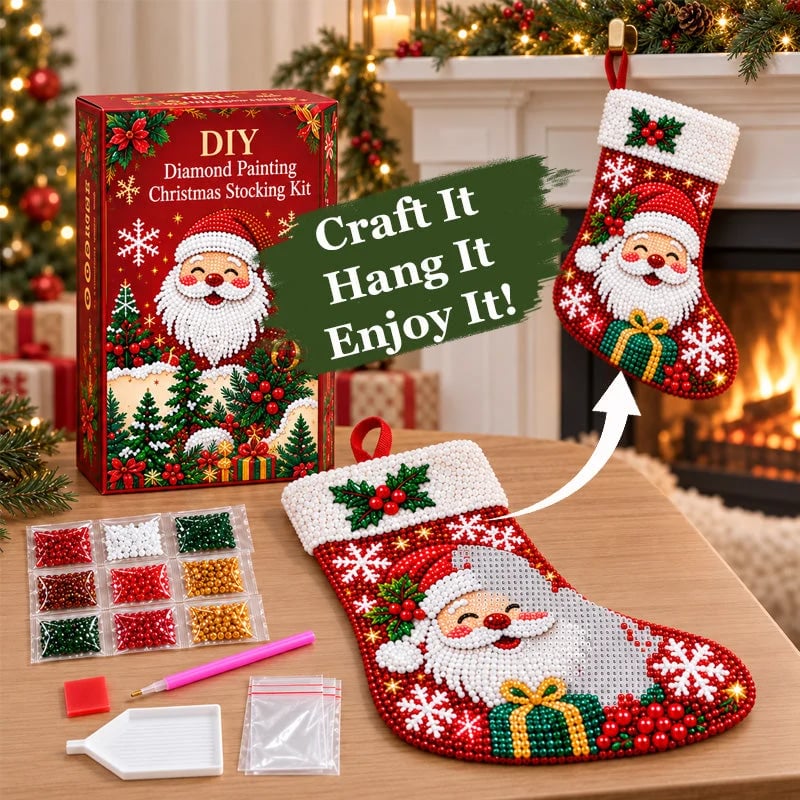 🎄 DIY Diamond Painting Christmas Stocking Kit