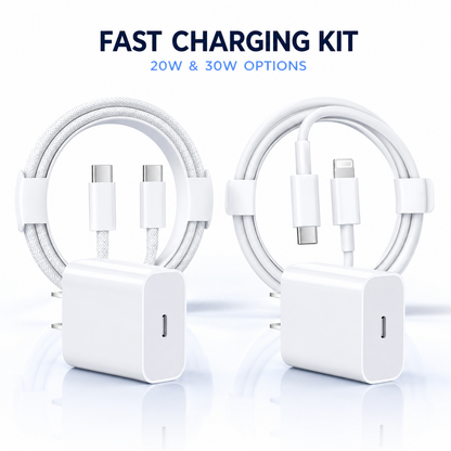 20W PD USB-C Fast Charger & 4.92 FT Cable for iPhone