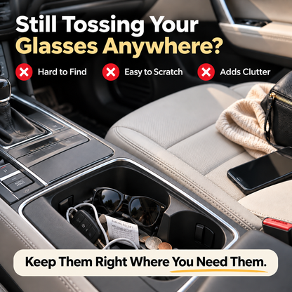 🚗 Magnetic Sun Visor Organizer – Leather Sunglasses, Card & Ticket Holder