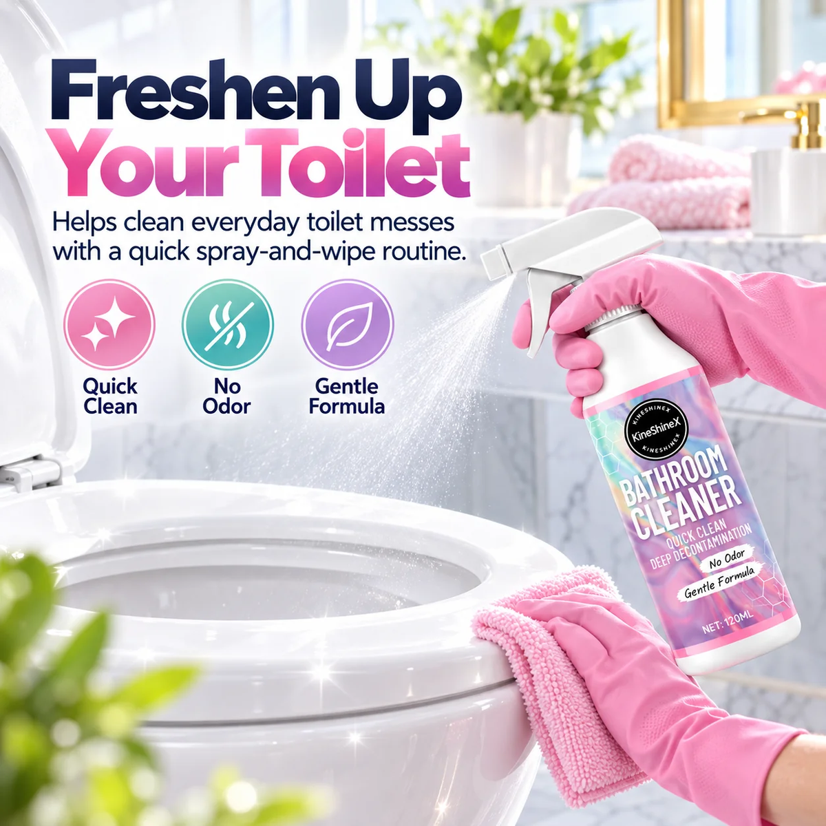 ✨ Bathroom Cleaner Spray – Quick Clean for Sinks, Tubs & Toilets 🚿