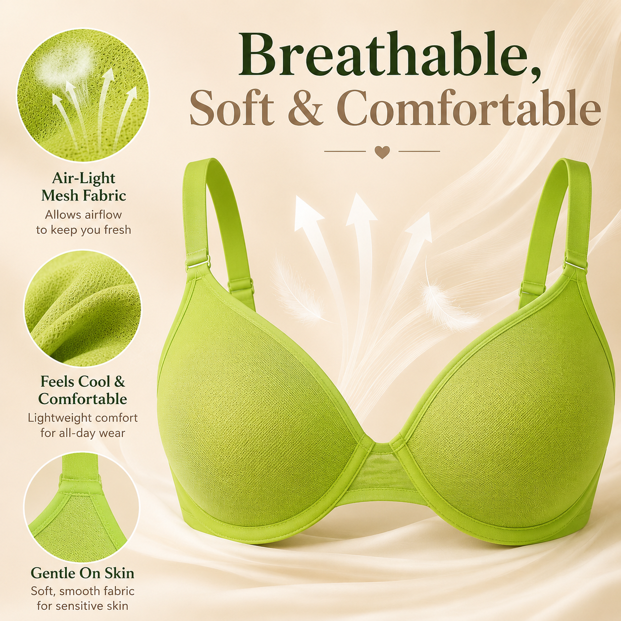 Seraphina Air Light Plus Size Mesh Underwire Bra