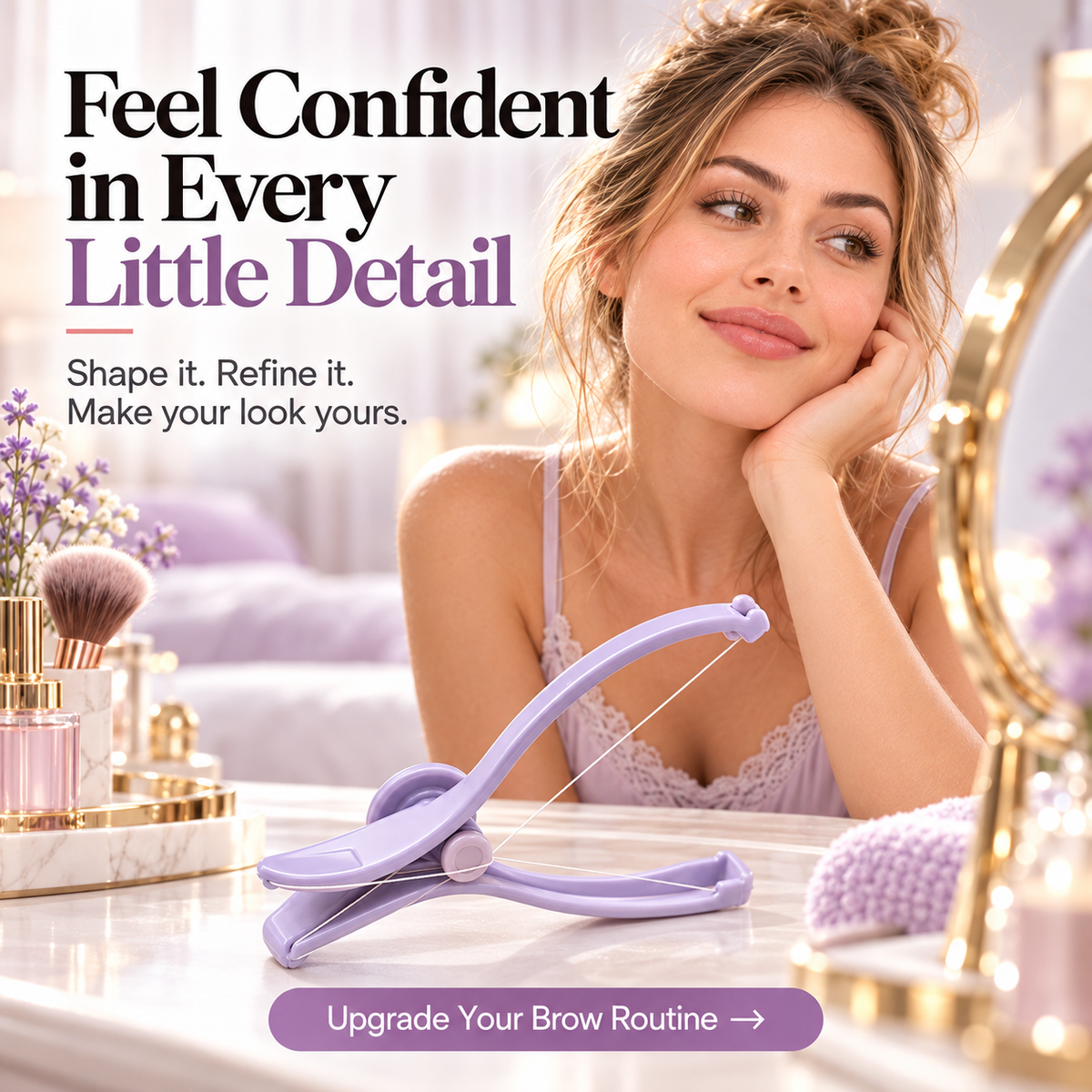💜 Precise Brow Threading Tool – Easy At-Home Facial Hair Removal & Eyebrow Grooming