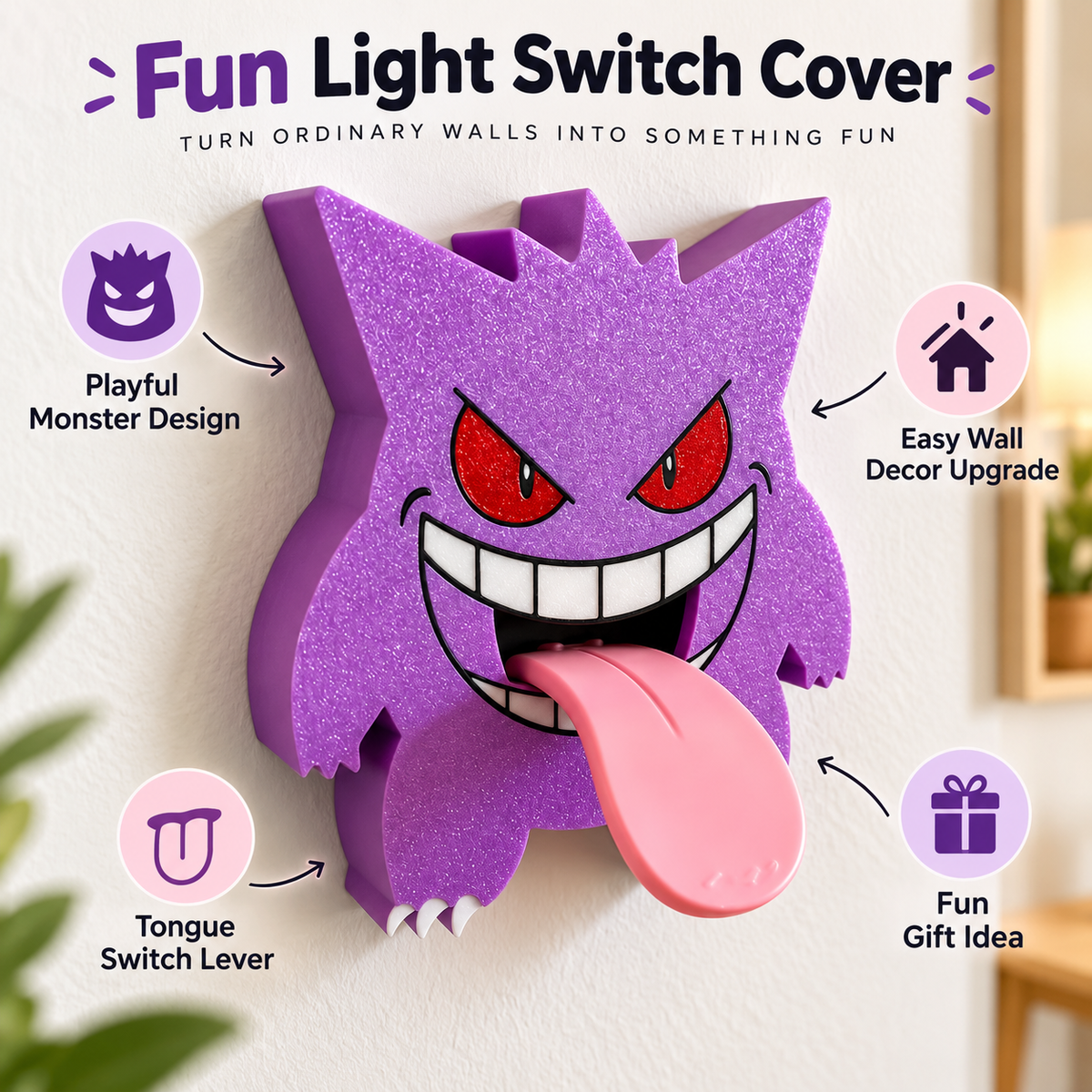 🐰 Playful Bunny Light Switch Cover – Fun 3D Wall Switch Decor