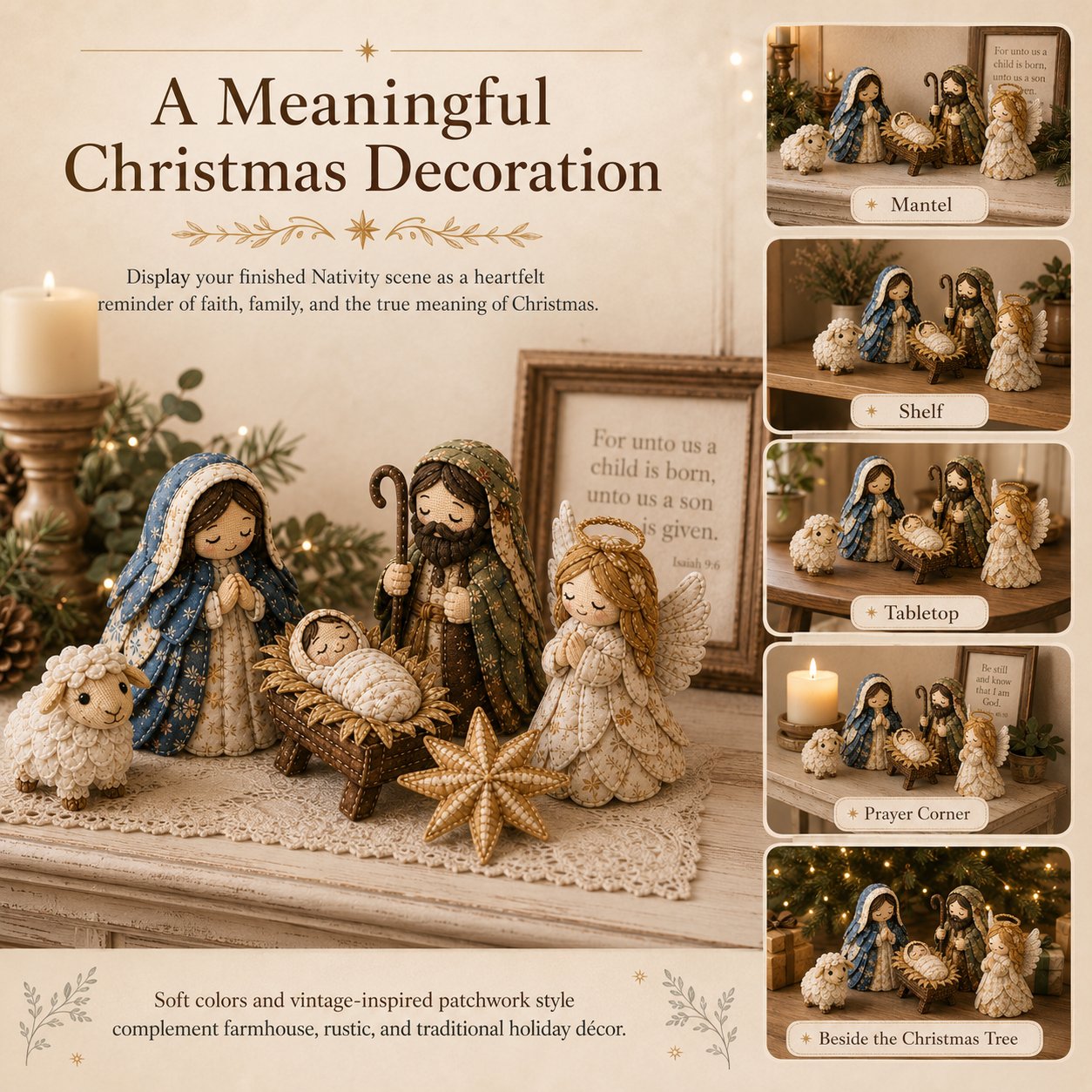 🔥LAST DAY 50% OFF -✨ DIY Patchwork Nativity Scene Sewing Kit (Beginner-Friendly)