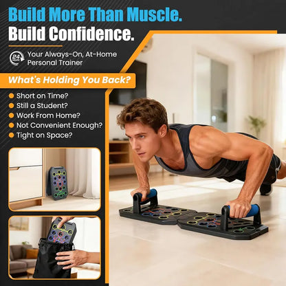 30 Holes Folding Enhanced Push-up Board Fitness Kit with Smart Timer & Counter