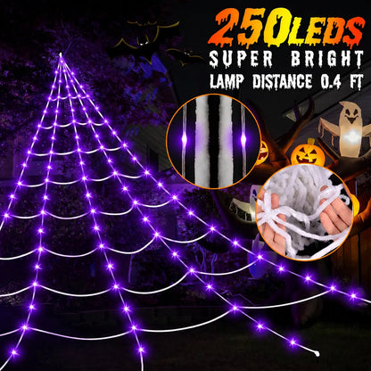 🎃🔥 Halloween Hot Sellers 👻🕷️Halloween glowing spider web lights--🥰