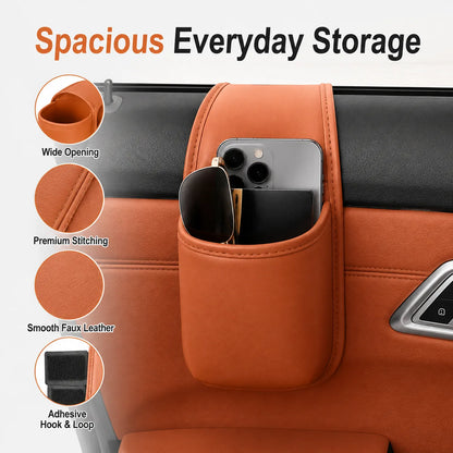 Multifunctional Leather Car Door Storage Pocket