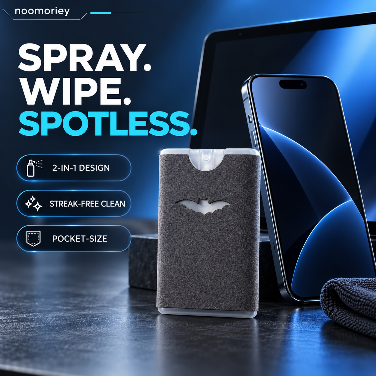 2-in-1 Portable Screen Cleaner – Spray & Microfiber Cloth