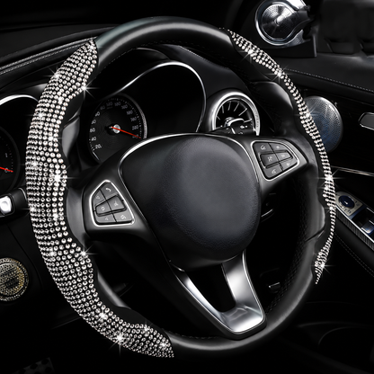 💎 Sparkly Crystal Carbon Fiber Steering Wheel Protection Set 🏎️