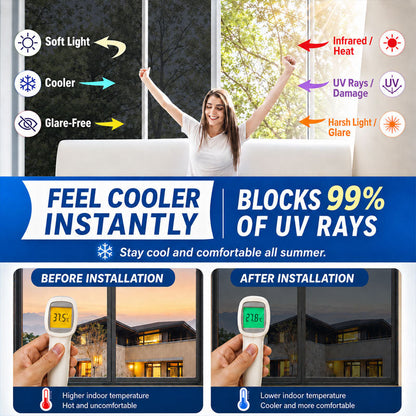 One-Way Privacy Window Film Heat Insulation Balcony Sunshade Glass Sticker Living Room Window Sunscreen