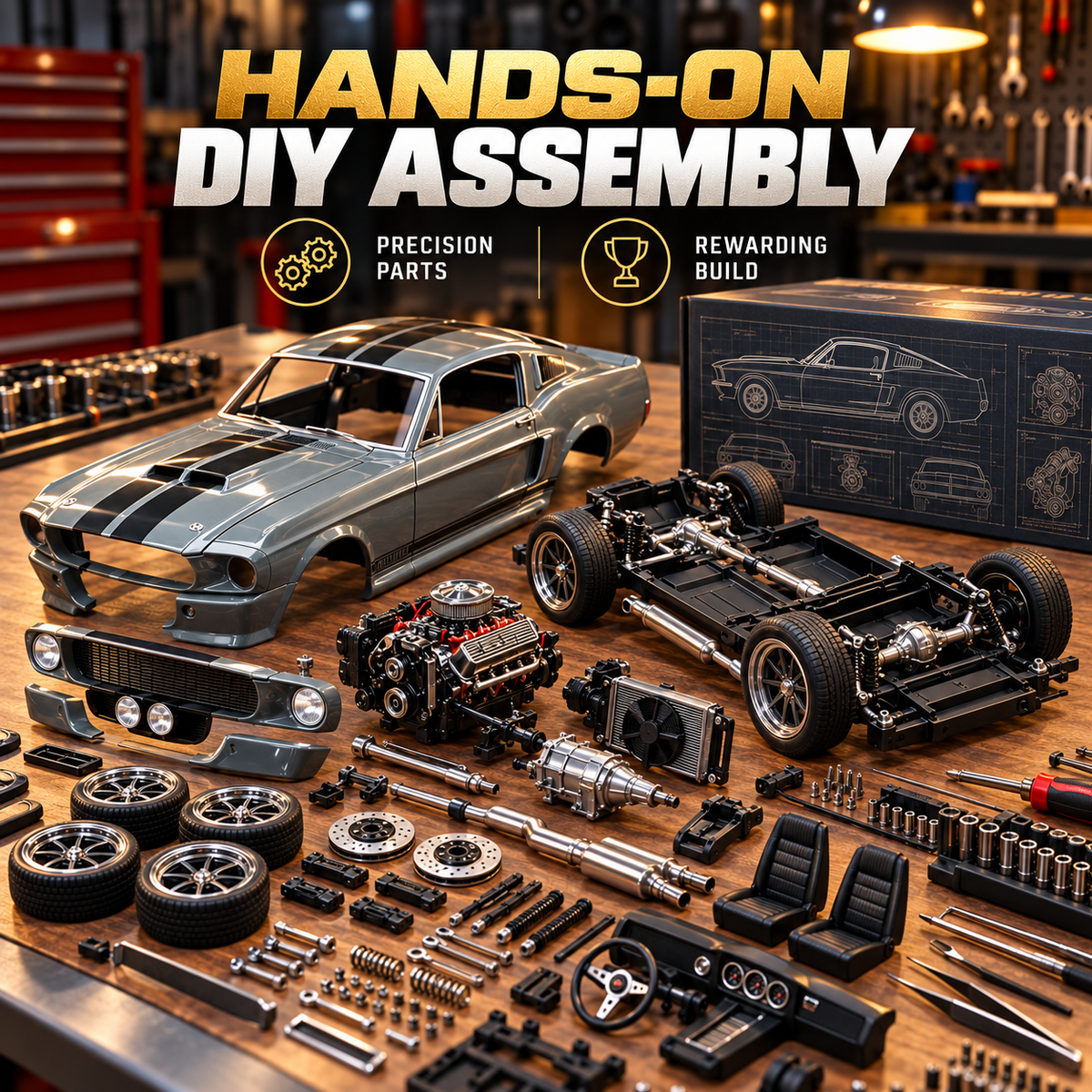 🏎️ Classic GT500-Style Fastback DIY Model Car - V8 Muscle Car Kit 🛠️