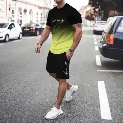 ⚡ Men's Gradient Fitness 2-Piece Set！